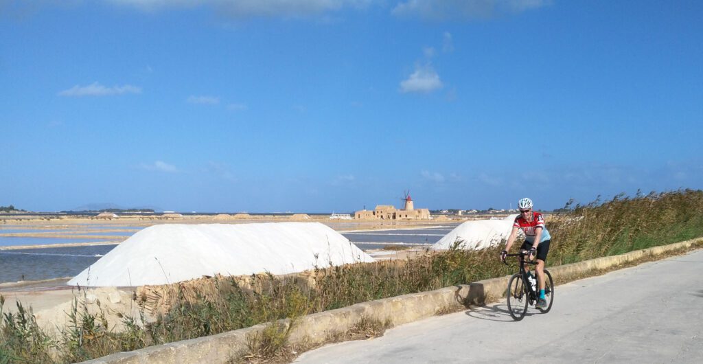 Cycling salt pans Sicily